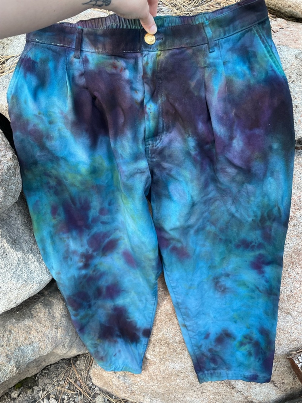 Tie Dye Big Bud Press Trousers, size L